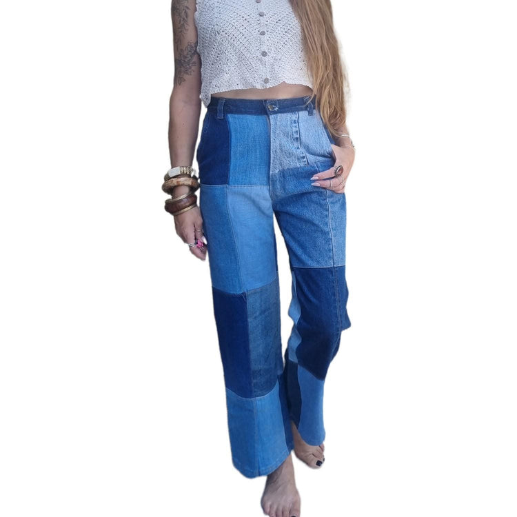 Vintage Levi's Patchwork Straight Leg Patchwork Jeans: Y2K Denim Trousers XS-S, Women Festival Outfit
