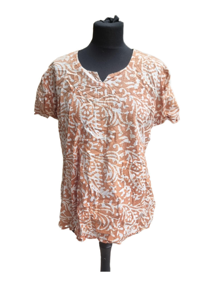 70s Handmade Batik Tie Dye Cotton Blouse: Vintage Boho Hippie Top