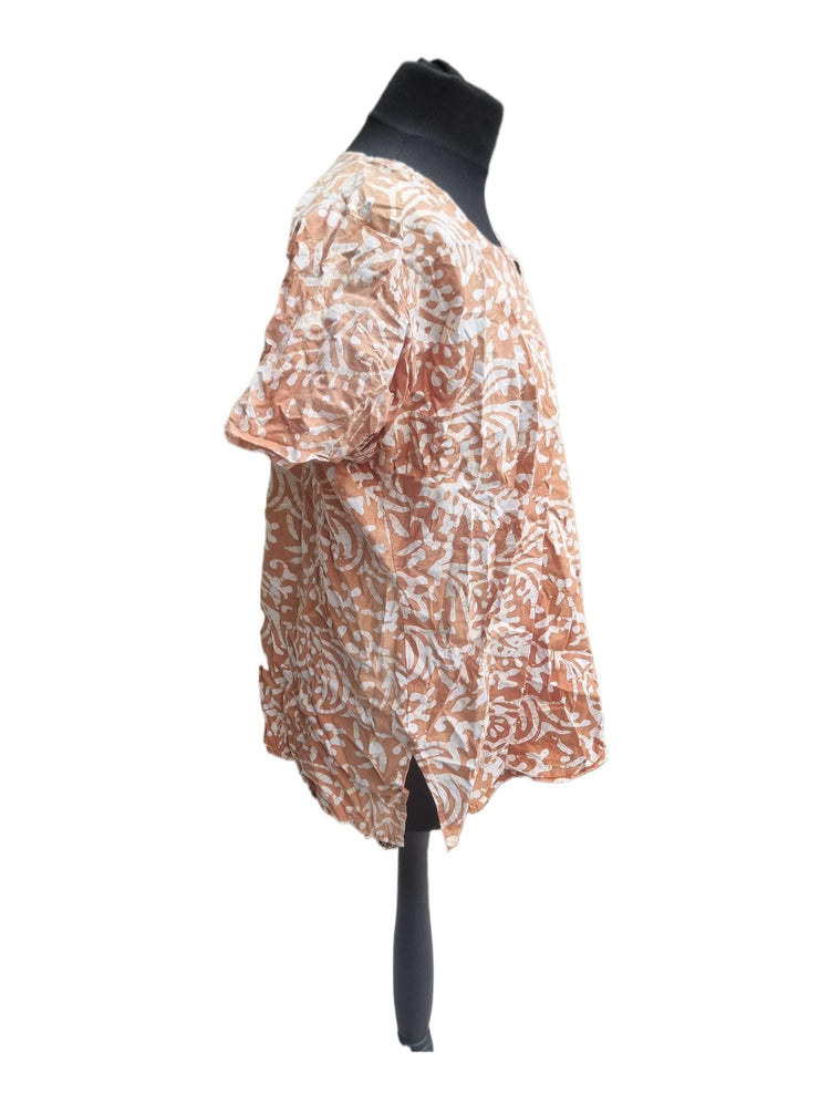 70s Handmade Batik Tie Dye Cotton Blouse: Vintage Boho Hippie Top