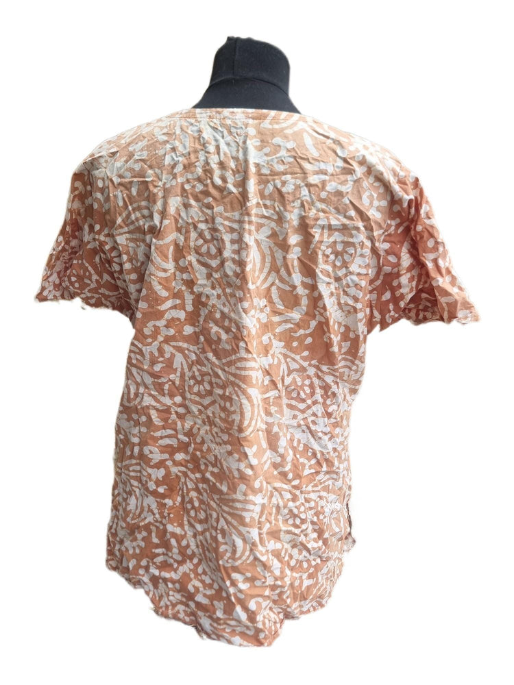 70s Handmade Batik Tie Dye Cotton Blouse: Vintage Boho Hippie Top