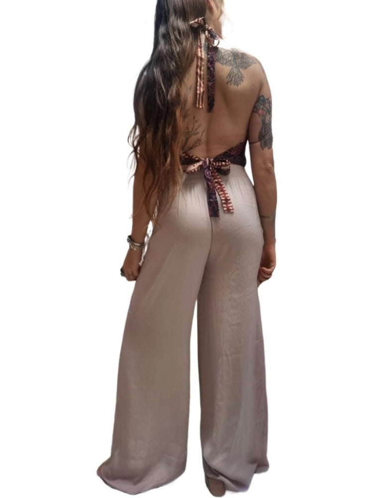 Reversible Silk Halter Top: Boho Festival Wrap Blouse