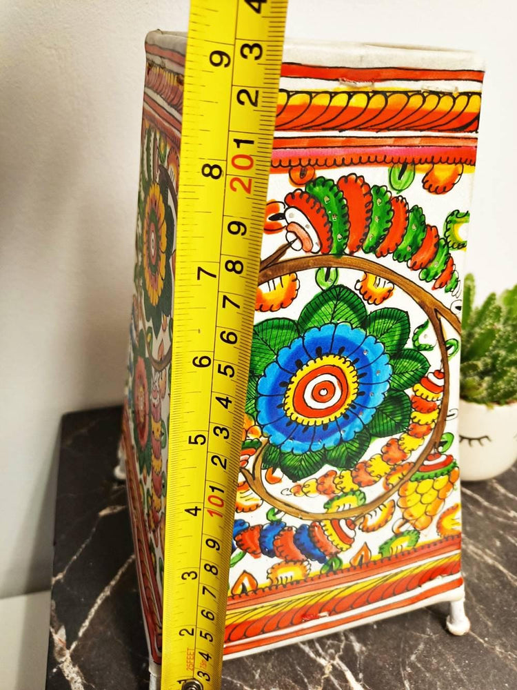 Hand-Painted Leather Floral Lampshade: Boho Tribal Decor