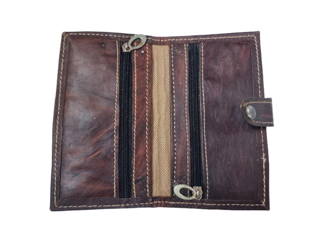 Embroidered Leather Hippie Wallet: Vintage Bifold Purse