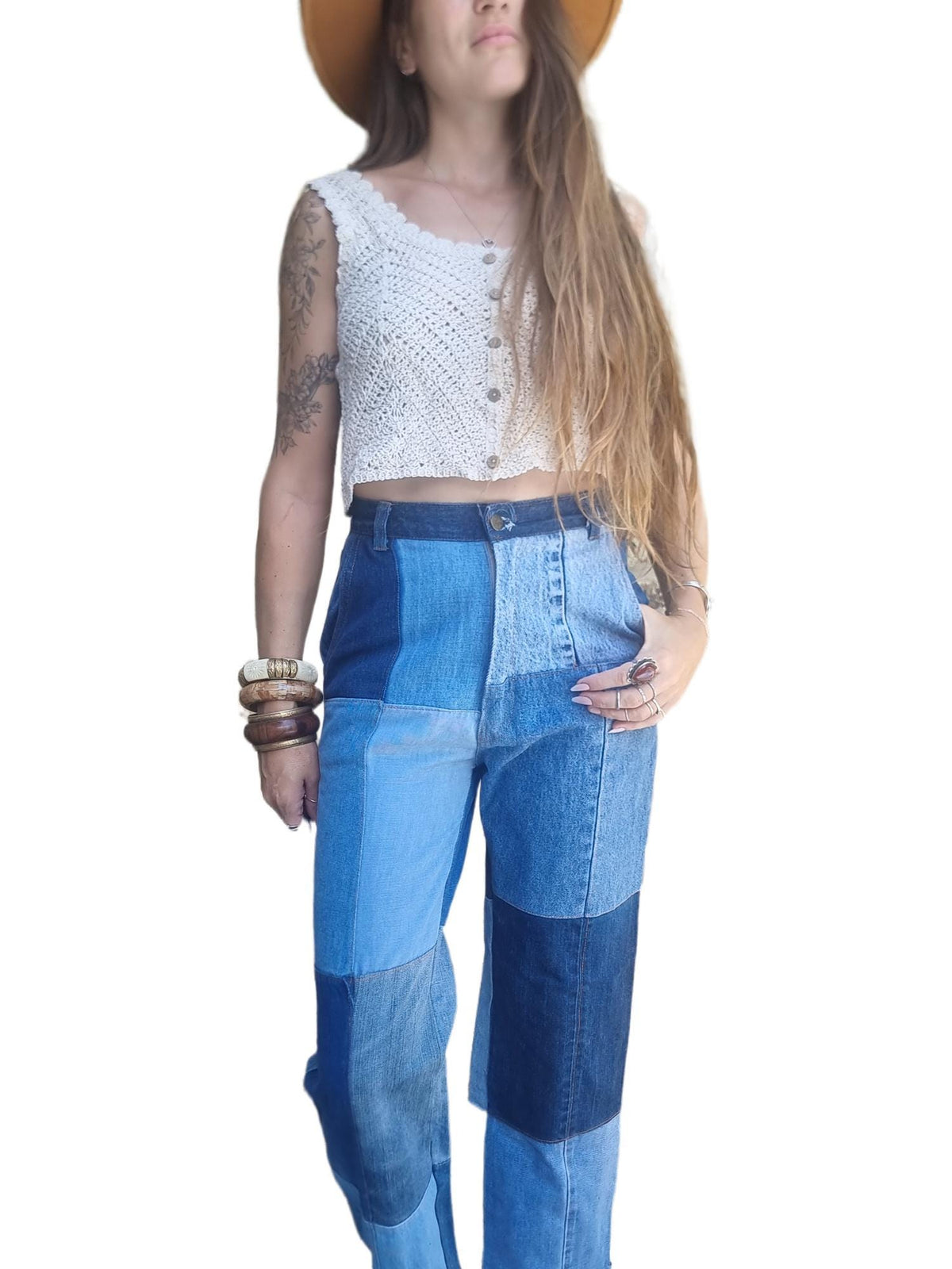 Vintage Levi's Patchwork Straight Leg Patchwork Jeans: Y2K Denim Trousers XS-S, Women Festival Outfit
