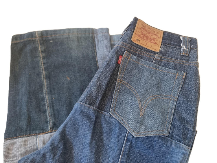 Vintage Levi's Patchwork Straight Leg Patchwork Jeans: Y2K Denim Trousers XS-S, Women Festival Outfit