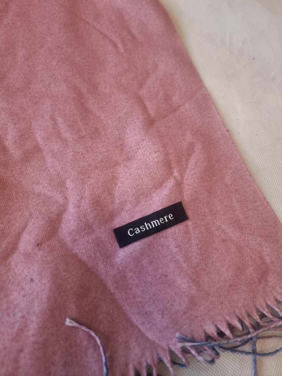 Cashmere Scarf: Oversized Two-Sided Pink & Blue Boho Tassel Shawl