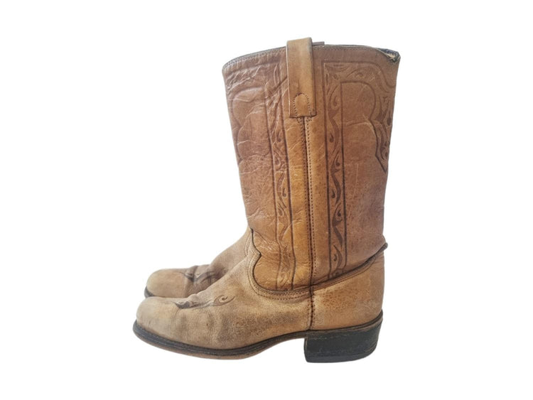 Rustic Leather Boots US 9.5, Vintage Western Boots for Men and Women, American Country Wear, Riding Boots UK 8.5 / 42.5