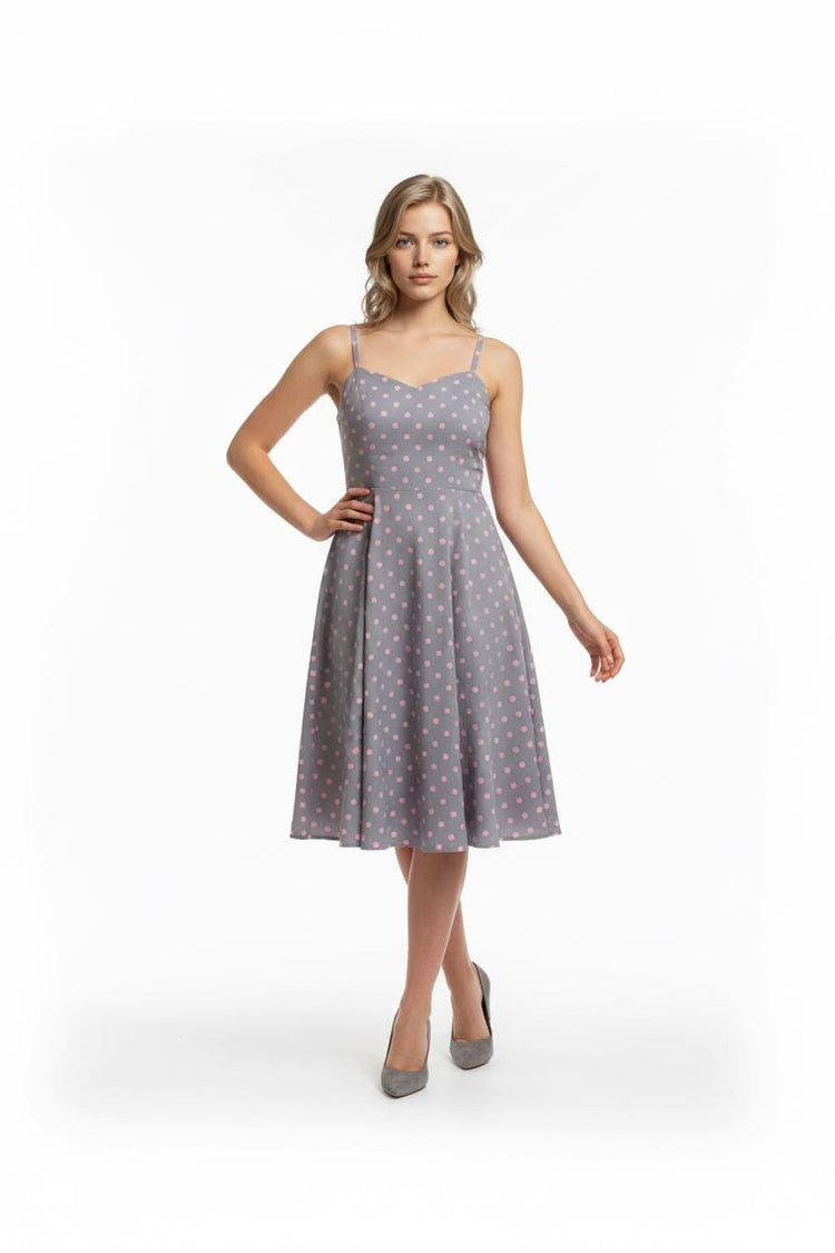 1950s Rockabilly Swing Dress: Corset Cottagecore Midi, XS