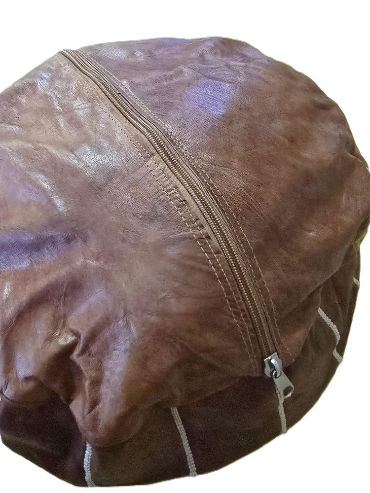 Handmade Moroccan Leather Pouf Ottoman – Boho Floor Cushion & Footstool (Unstuffed)