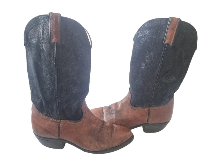 Authentic American Vintage Cowboy Boots 7 9, Durango Western Leather Boots 41 – Tan & Black, Cowboy Festival Footwear