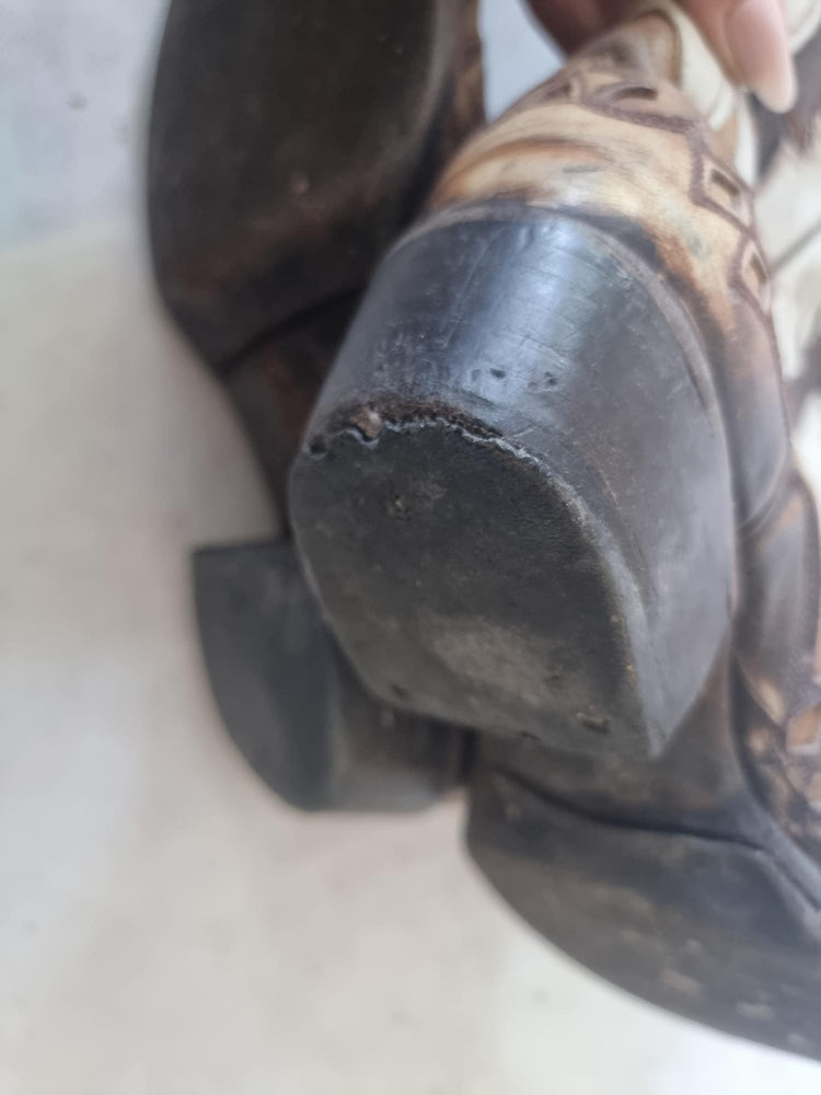 Rare Vintage Eagle Cowboy Boots 4.5, Knee High Western Leather Footwear 6.5, Americana Cowgirl Style, Rustic Statement Boots 37