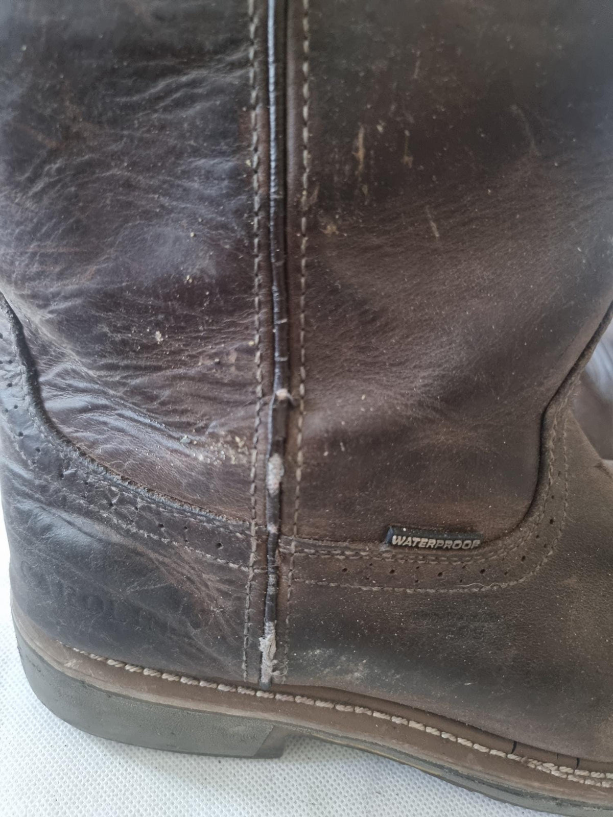 Men’s Rustic Leather Boots UK 10.5, Ranch Work Western Shoes US 11.5, Brown Cowboy Ankle Boots 44.5, Square Toe Slip On Booties