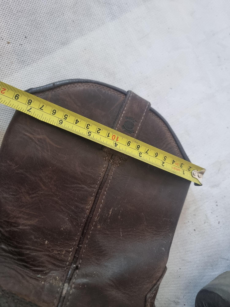 Men’s Rustic Leather Boots UK 10.5, Ranch Work Western Shoes US 11.5, Brown Cowboy Ankle Boots 44.5, Square Toe Slip On Booties