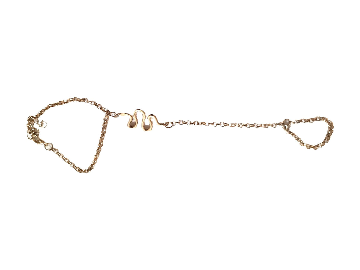 Gold Snake Hand Chain Bracelet | Minimalist Hand Jewellery | Adjustable Ring Bracelet | Boho Filigree Hand Chain | Cobra Gift for Her