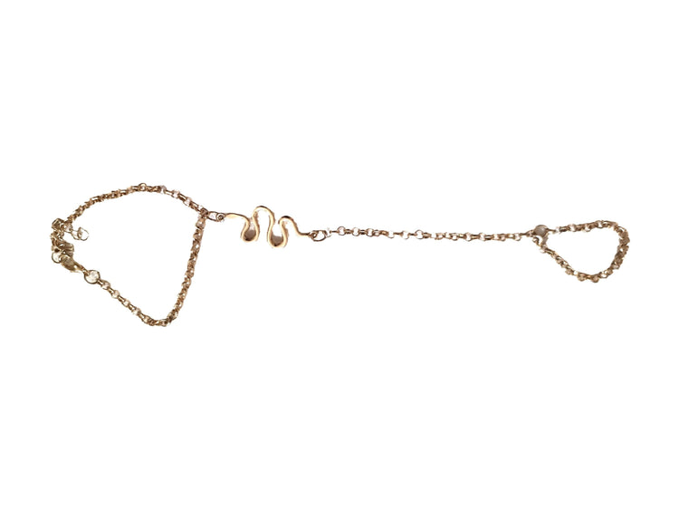 Gold Snake Hand Chain Bracelet | Minimalist Hand Jewellery | Adjustable Ring Bracelet | Boho Filigree Hand Chain | Cobra Gift for Her