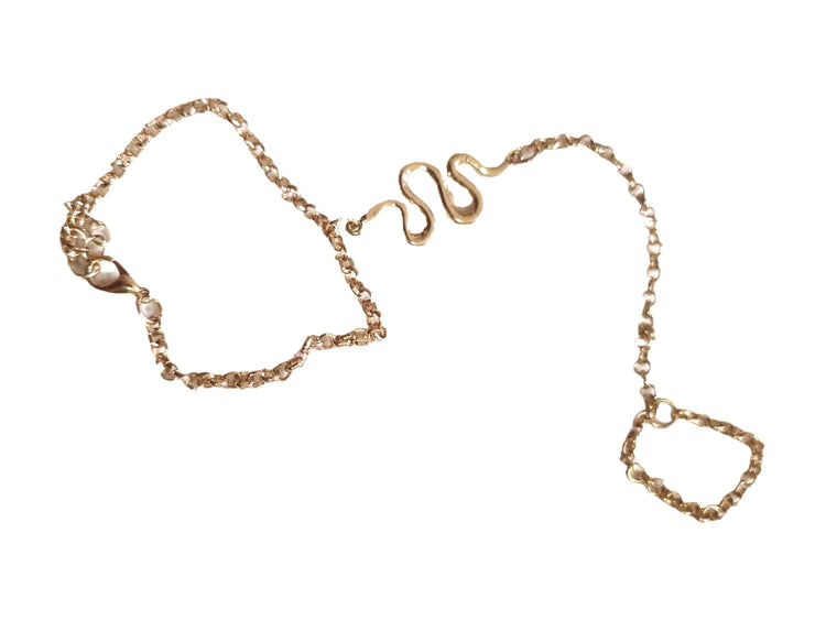 Gold Snake Hand Chain Bracelet | Minimalist Hand Jewellery | Adjustable Ring Bracelet | Boho Filigree Hand Chain | Cobra Gift for Her