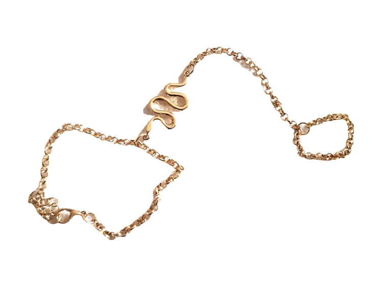 Gold Snake Hand Chain Bracelet | Minimalist Hand Jewellery | Adjustable Ring Bracelet | Boho Filigree Hand Chain | Cobra Gift for Her