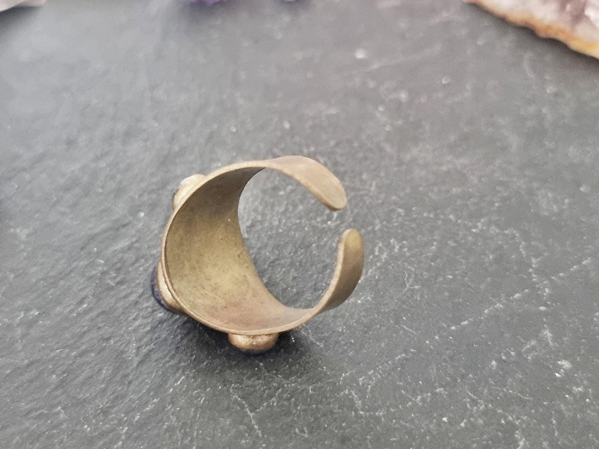 Vintage Silver Onyx Ring, Antique Afghan Jewellery, Boho Statement Crystal Stone Ring, Handmade Tibetan, Kuchi Turkmen Tribal Fashion