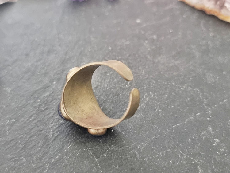 Vintage Silver Onyx Ring, Antique Afghan Jewellery, Boho Statement Crystal Stone Ring, Handmade Tibetan, Kuchi Turkmen Tribal Fashion