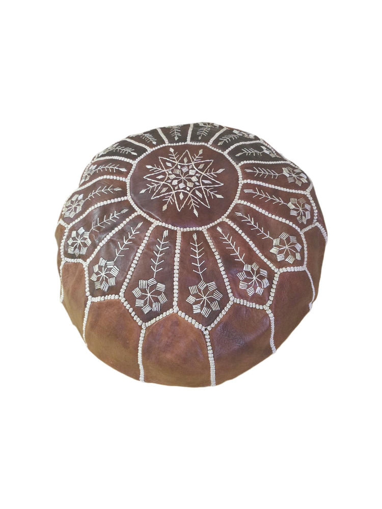 Handmade Moroccan Leather Pouf Ottoman – Boho Floor Cushion & Footstool (Unstuffed)