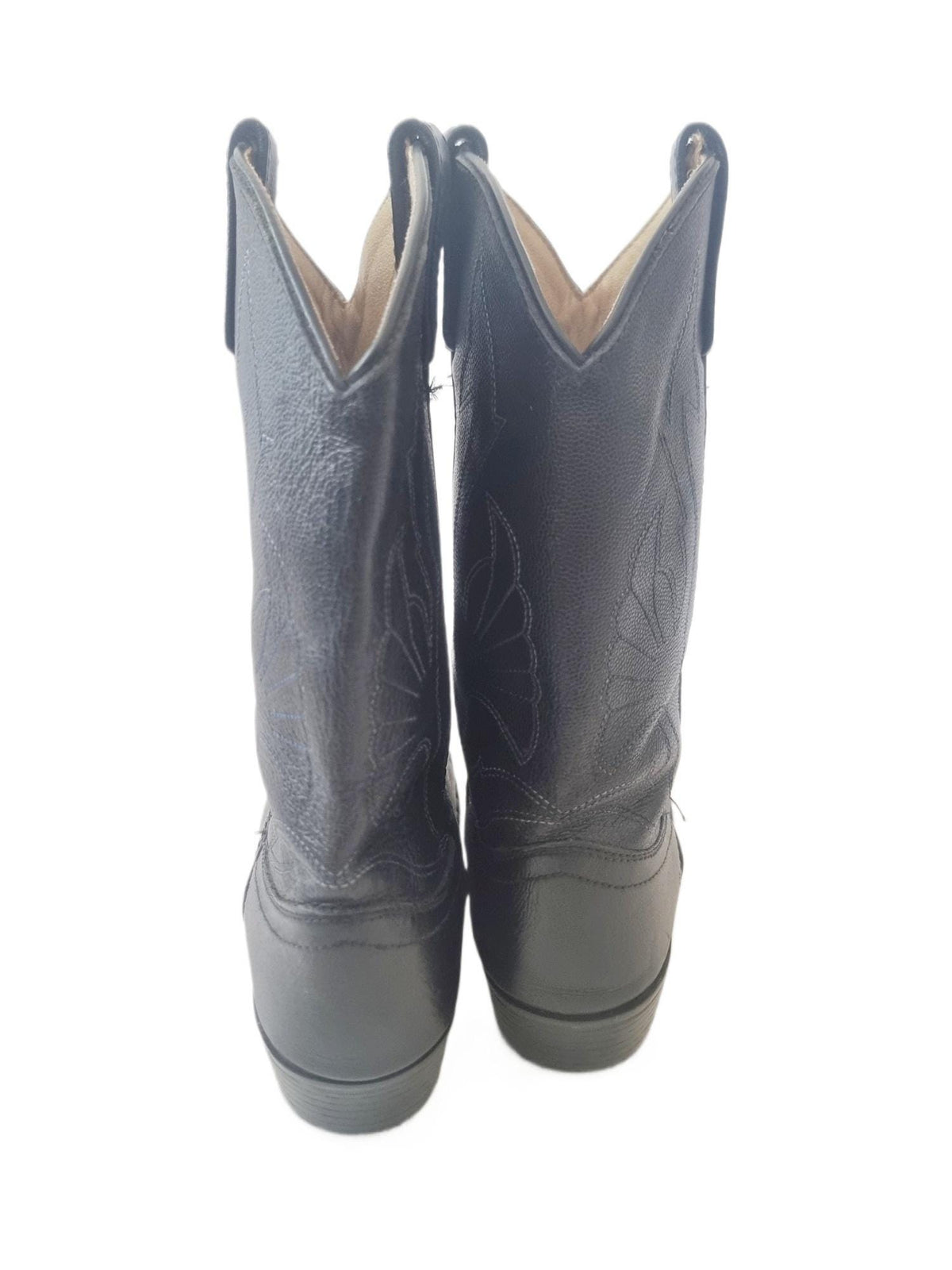 Vintage Cowboy Boots UK 3.5: Black Leather Western Shoes  36.5-37, Rodeo Outfit, Unisex Children Boots for Girls and Boys