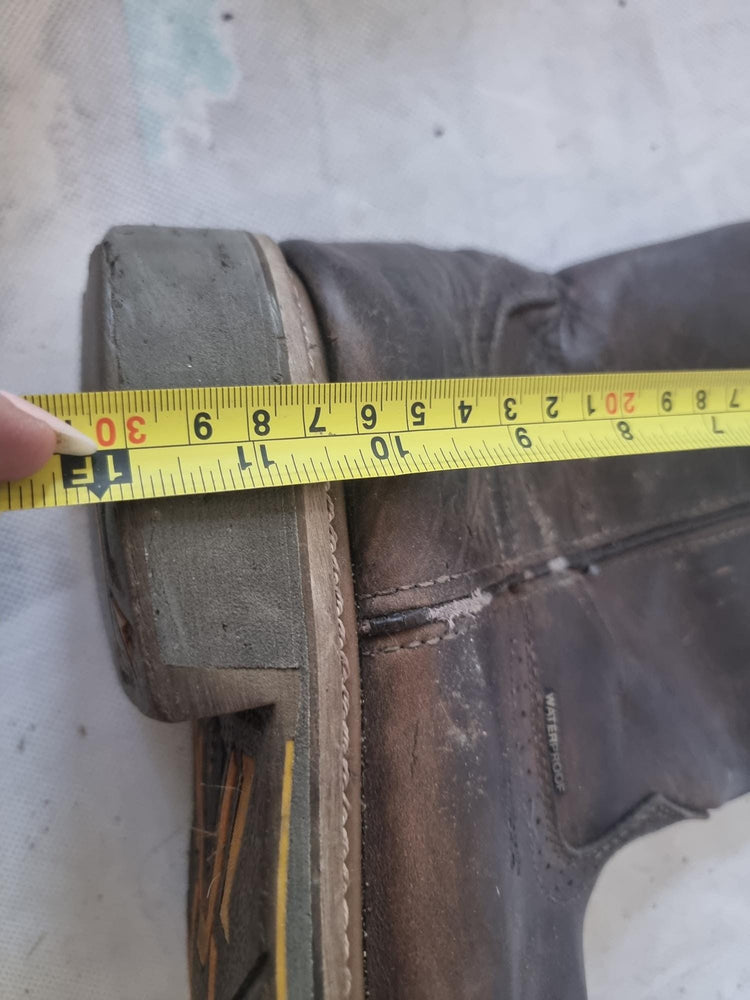 Men’s Rustic Leather Boots UK 10.5, Ranch Work Western Shoes US 11.5, Brown Cowboy Ankle Boots 44.5, Square Toe Slip On Booties