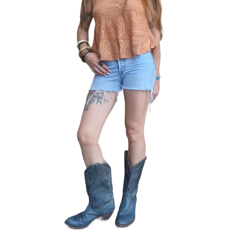 Men’s American Cowboy Boots UK 11, Vintage Western Boots US 12, Blue Shoes 44, Made in USA Riding Rodeo Footwear