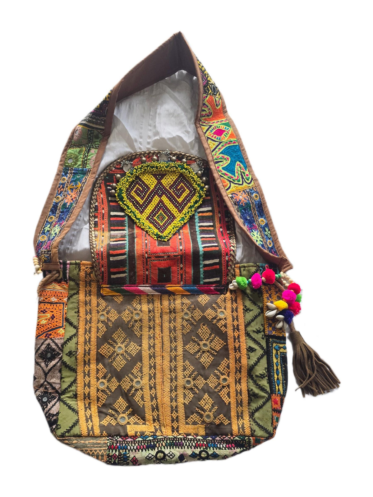 Banjara Patchwork Shoulder Bag, Upcycled Indian Textile Handbag, Boho Statement Purse