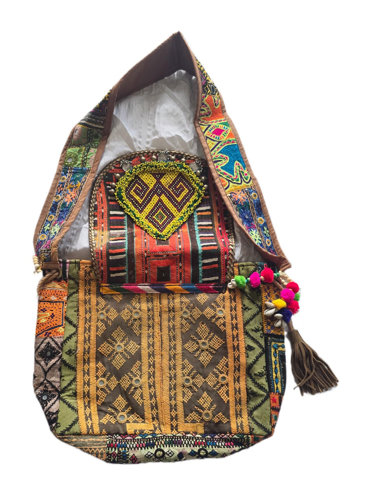 Banjara Patchwork Shoulder Bag, Upcycled Indian Textile Handbag, Boho Statement Purse
