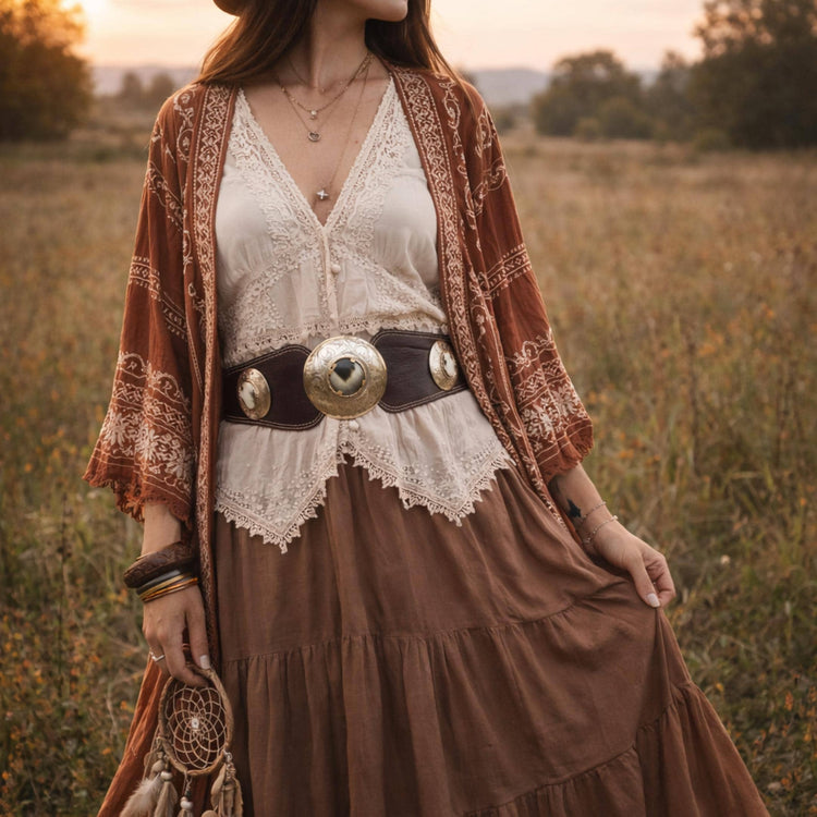 Boho Wide Leather Waist Belt for Women, Western Hip Belt Genuine Leather, Gypsy Style Silver Studded Belt, Vintage Moroccan Crafts