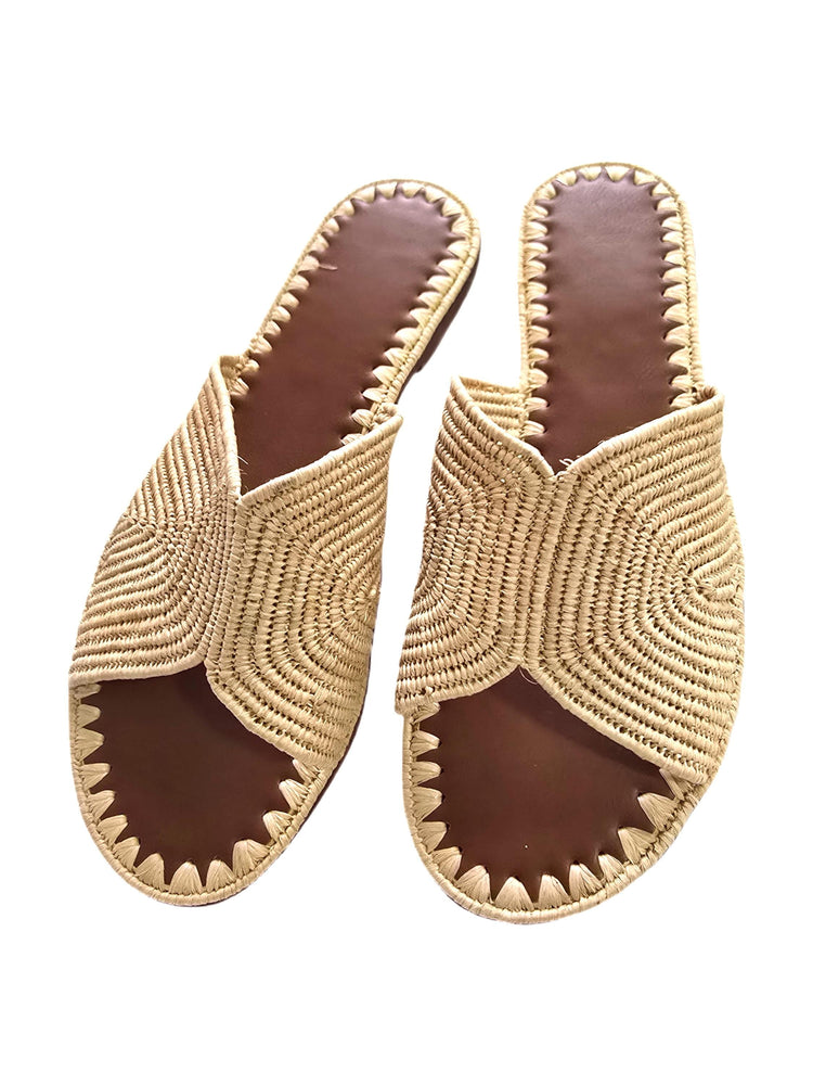 Moroccan Raffia Sandals Women Size 40, Handmade Leather Mules, Boho Summer Shoes, Wedding Raffia Slippers