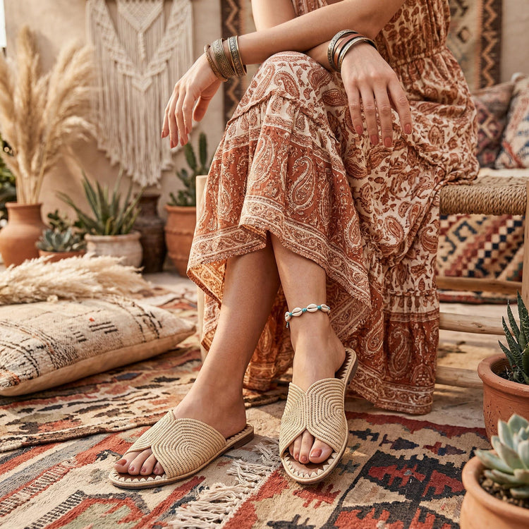 Moroccan Raffia Sandals Women Size 40, Handmade Leather Mules, Boho Summer Shoes, Wedding Raffia Slippers
