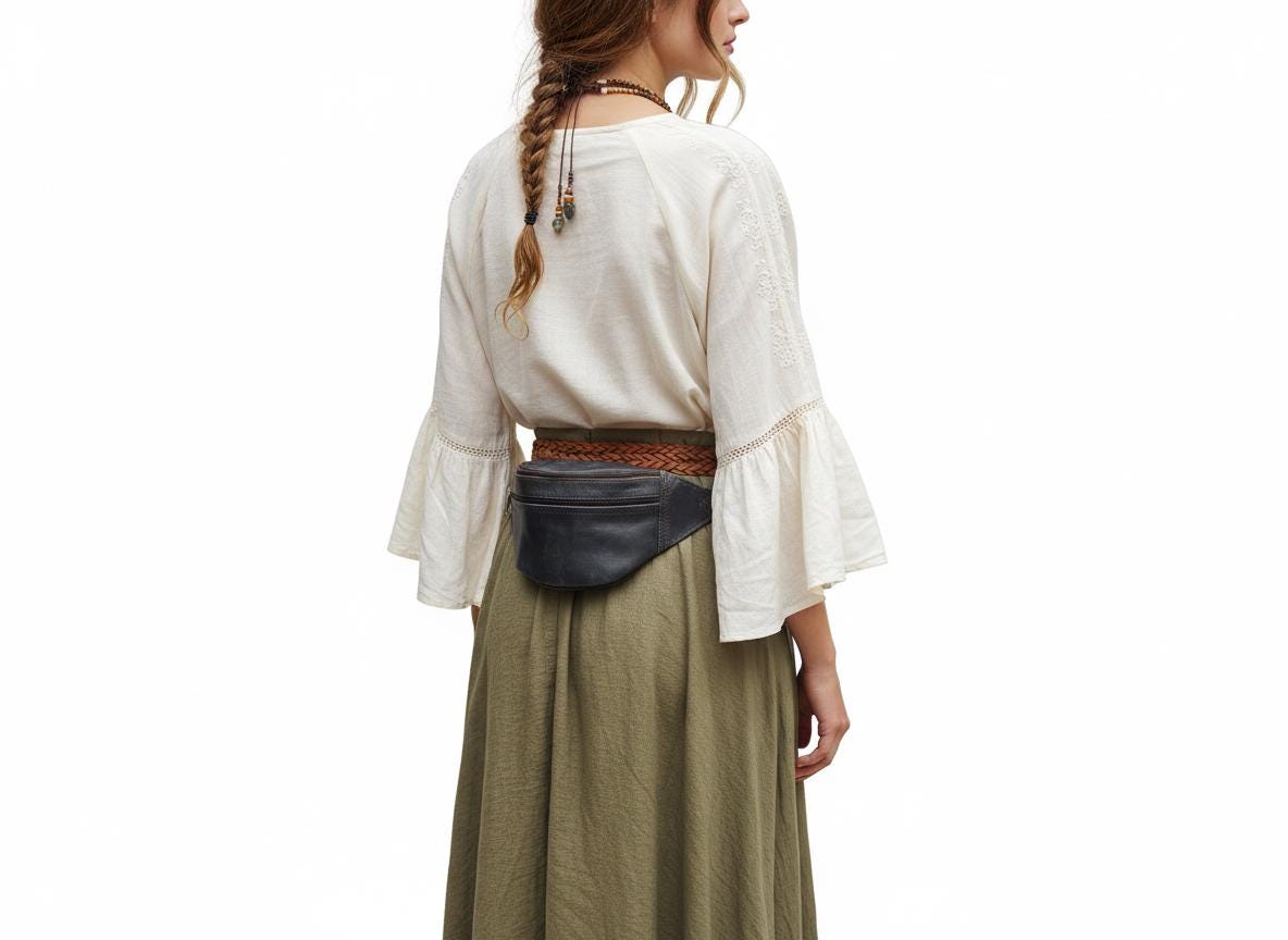 Soft leather bum bag - minimalist waist pack for hands-free convenience