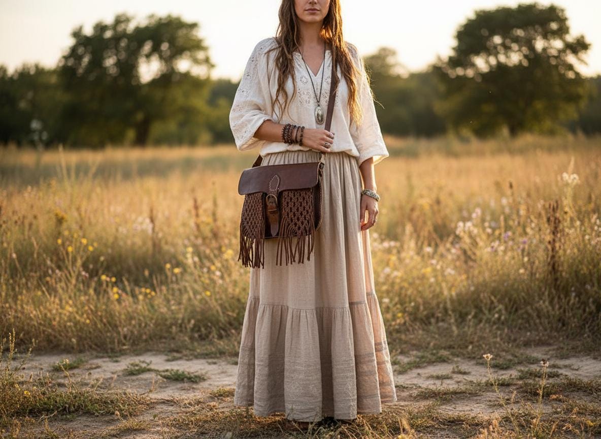 Braided Leather Crossbody Bag: Berber Tassel Purse, Vintage Moroccan Satchel