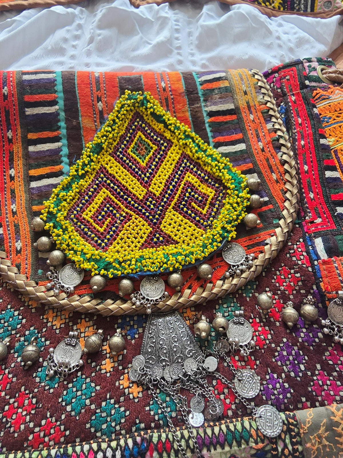 Banjara Patchwork Shoulder Bag, Upcycled Indian Textile Handbag, Boho Statement Purse