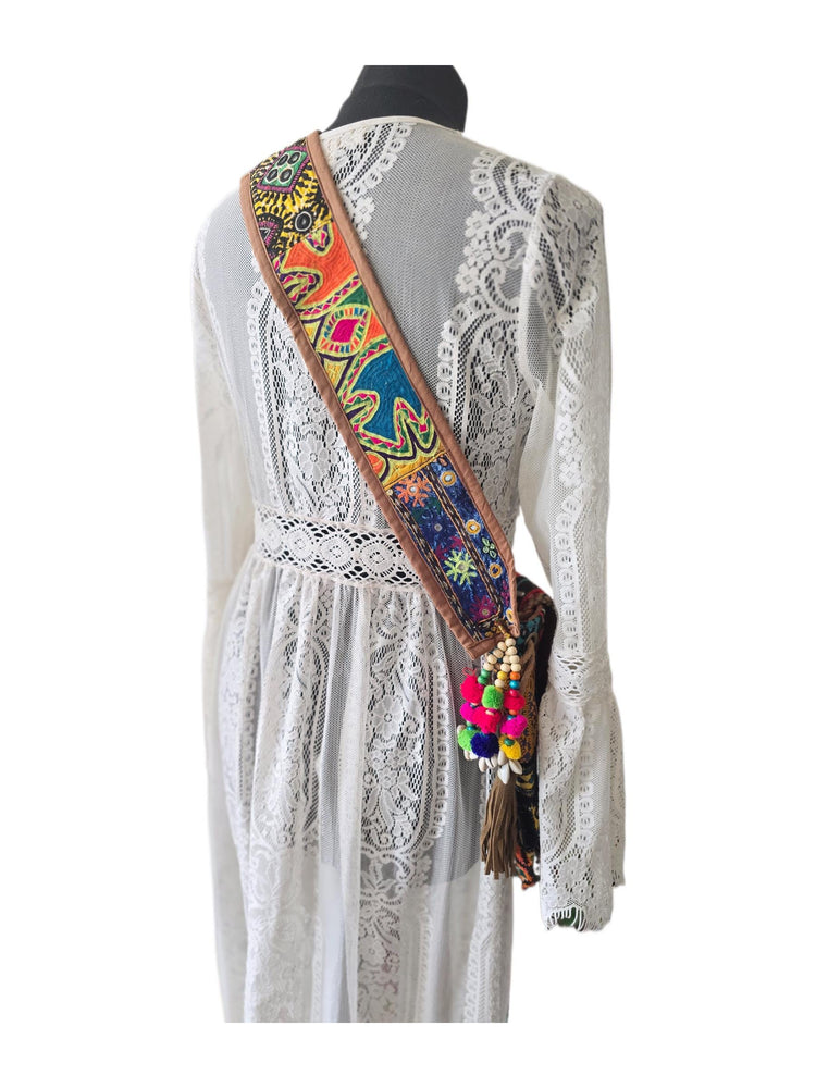 Banjara Patchwork Shoulder Bag, Upcycled Indian Textile Handbag, Boho Statement Purse