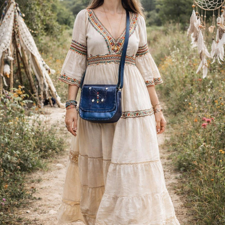 Handmade Leather Butterfly Bag: Gemstone Wings, Vintage Satchel