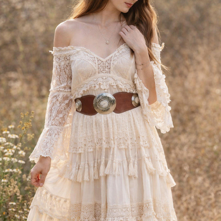Vintage Moroccan Leather Belt for Women, Boho Wide Waist Belt with Silver Plates, Western Cowgirl Hip Belt, Festival Bohemian Style