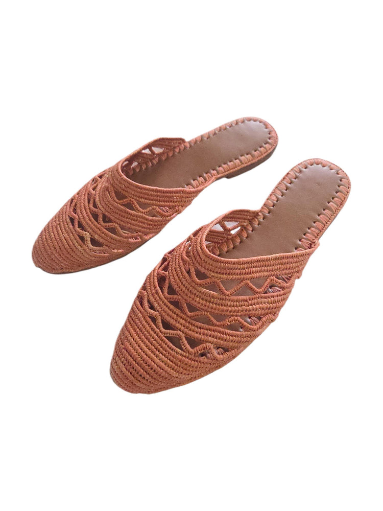 Natural Raffia Mules Women 40, Moroccan Handmade Slippers , Boho Summer Sandals, Leather Sole Slide Shoes UK 6.5 / US 8.5