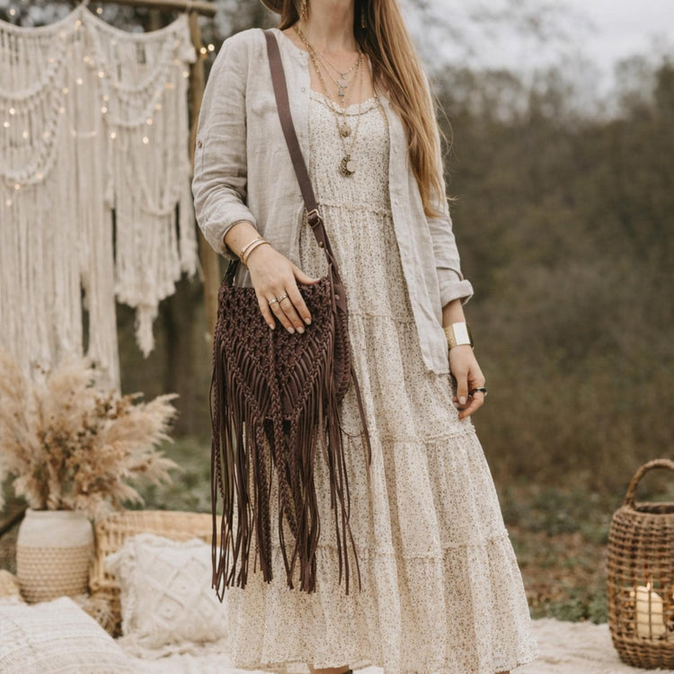 Braided Leather Tassel Crossbody Bag: Vintage 70s Cowgirl Style