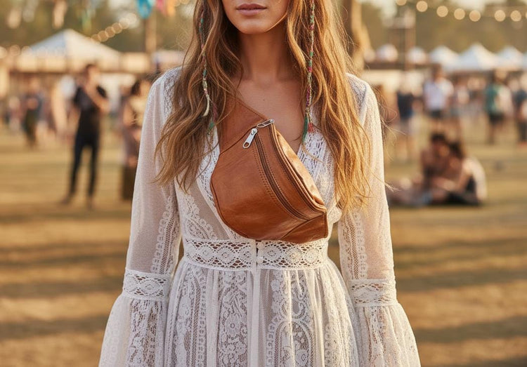 Boho Leather Bum Bag: Handmade Tan Brown Fanny Pack