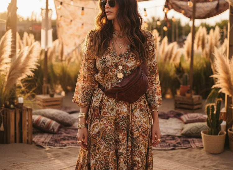 Boho Leather Bum Bag: Handmade Tan Brown Fanny Pack
