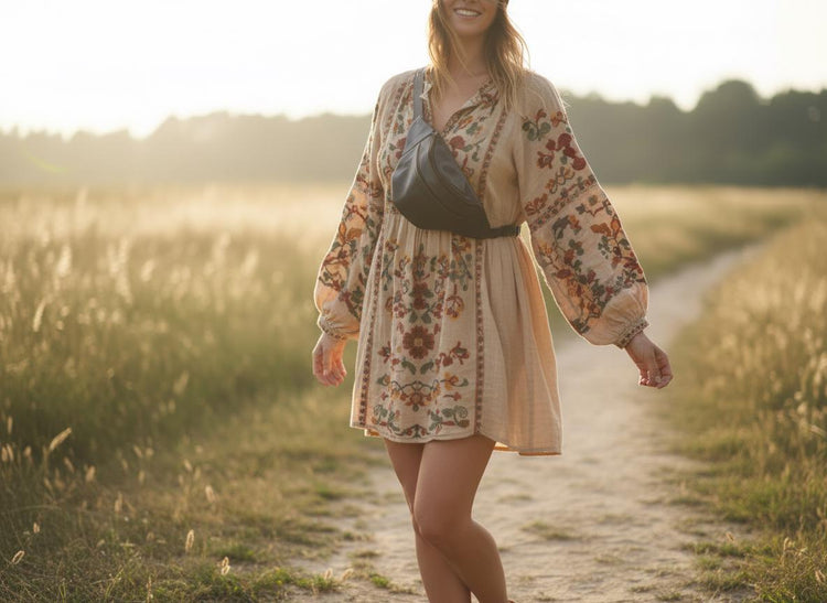 Soft leather bum bag - minimalist waist pack for hands-free convenience