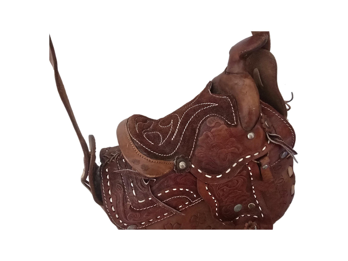 Western Tooled Leather Bag, Horse Saddle Purse, Equestrian Boho Satchel, Cowgirl Shoulder Bag, Vintage Handbag