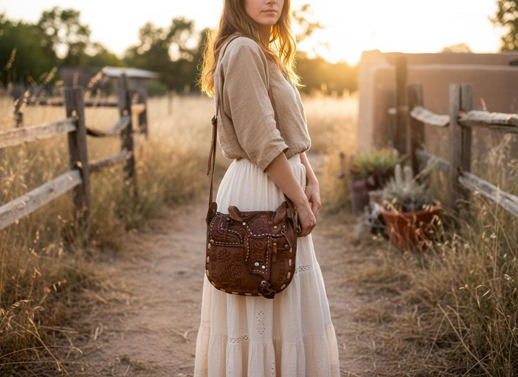 Western Tooled Leather Bag, Horse Saddle Purse, Equestrian Boho Satchel, Cowgirl Shoulder Bag, Vintage Handbag