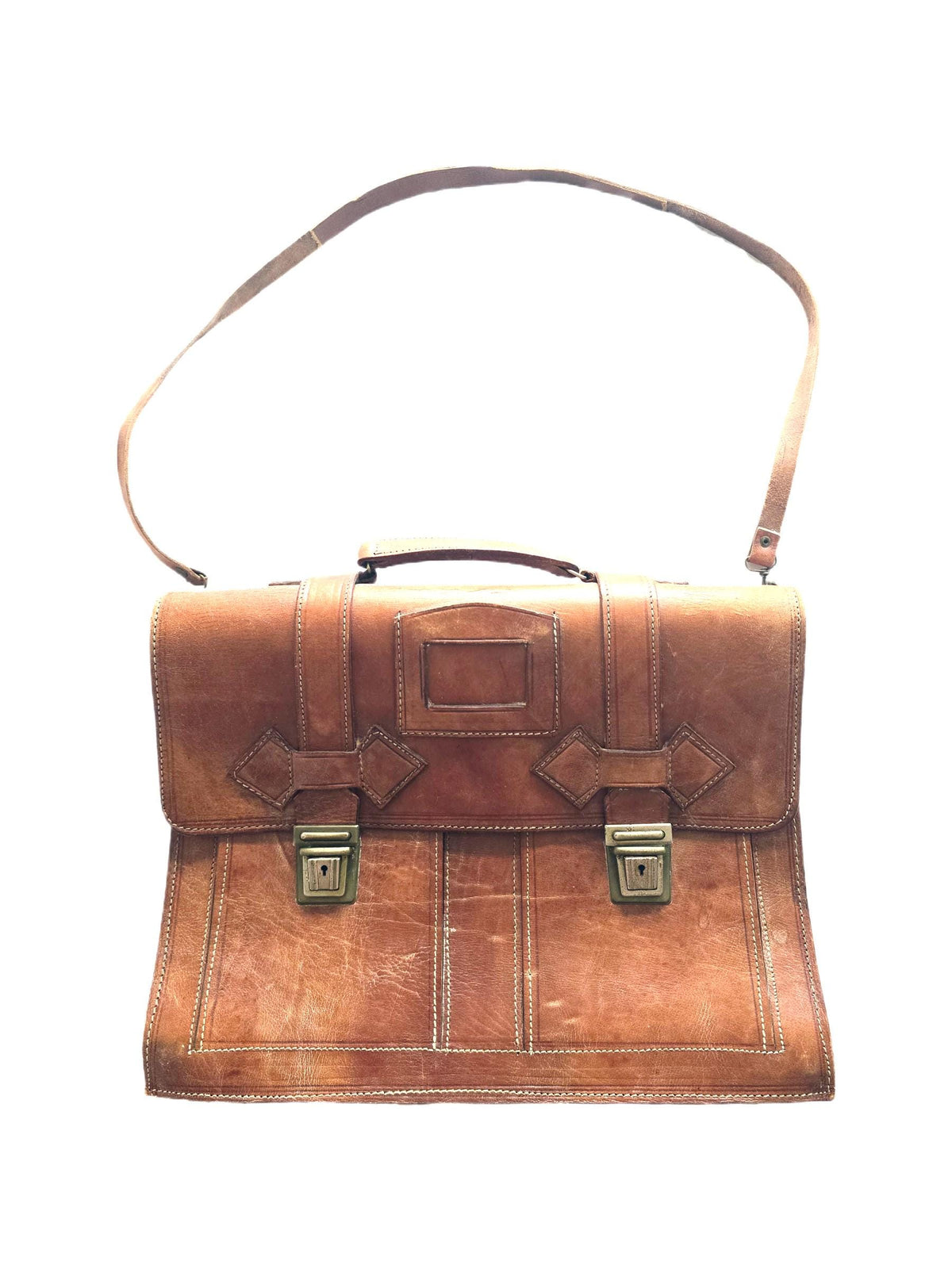 Vintage School Bag, Leather Messenger Briefcase, 15” Laptop Crossbody Satchel, Unisex College Uni Work Bag