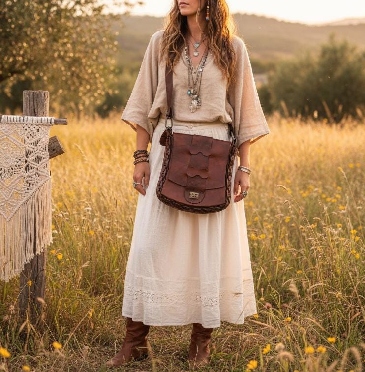 Tooled Leather Western Buckle Bag: Vintage Floral Embossed Satchel