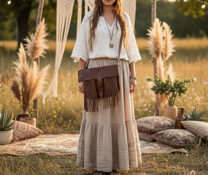 Braided Leather Crossbody Bag: Berber Tassel Purse, Vintage Moroccan Satchel
