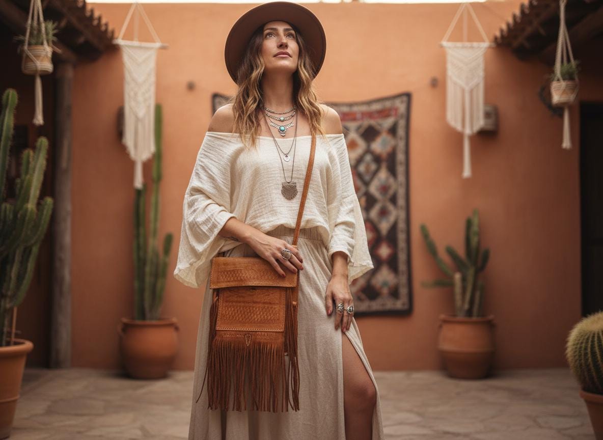 Vintage Leather Fringe Bag: Berber Design, Handmade Moroccan Purse
