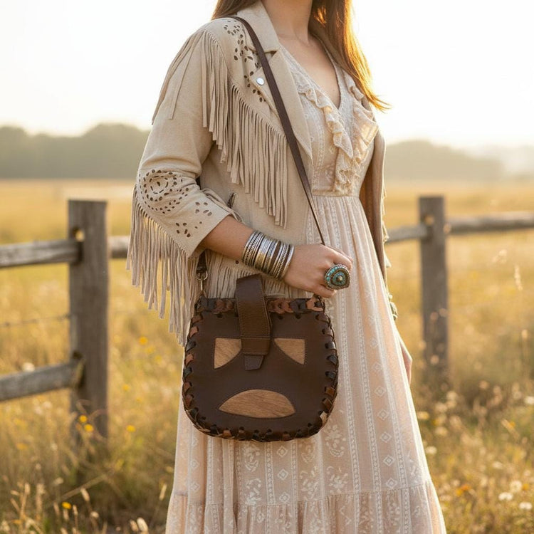 60s Vintage Leather Bag, Braided Leather Tote, Boho Shoulder Bag, Retro Leather Purse, Brown Woven Leather Handbag